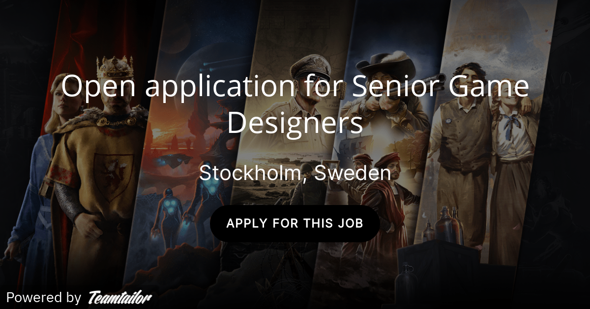 Open application for Senior Game Designers - Paradox Interactive