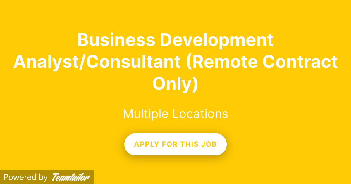 Business Development Analyst/Consultant (Remote Contract Only ...