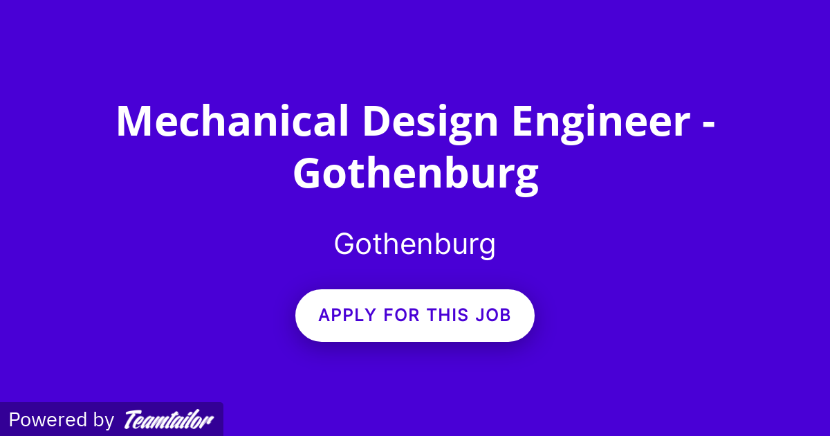 Mechanical Design Engineer Gothenburg Arion Recruitment