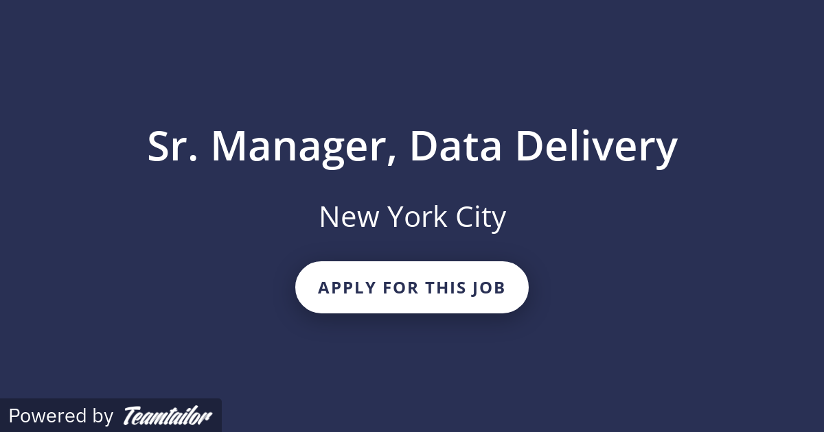Sr. Manager, Data Delivery - Canoe Intelligence