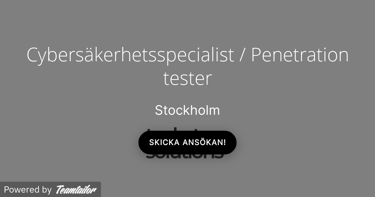 Cybersäkerhetsspecialist / Penetration tester - Techster Solutions