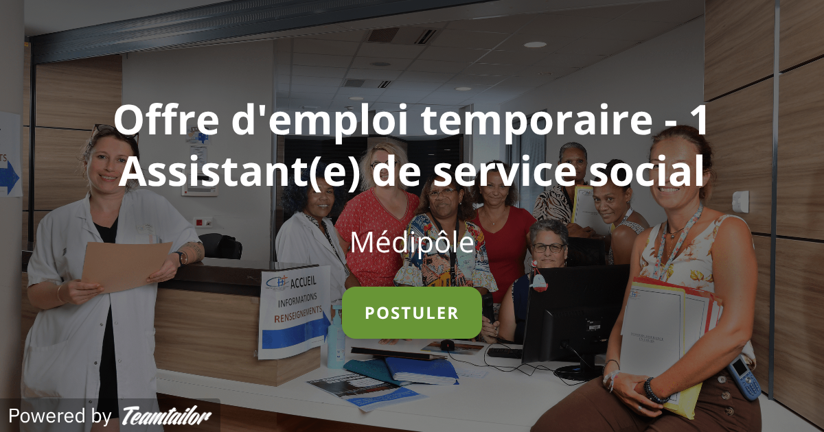 Offre d'emploi temporaire - 1 Assistant(e) de service social - CHT ...