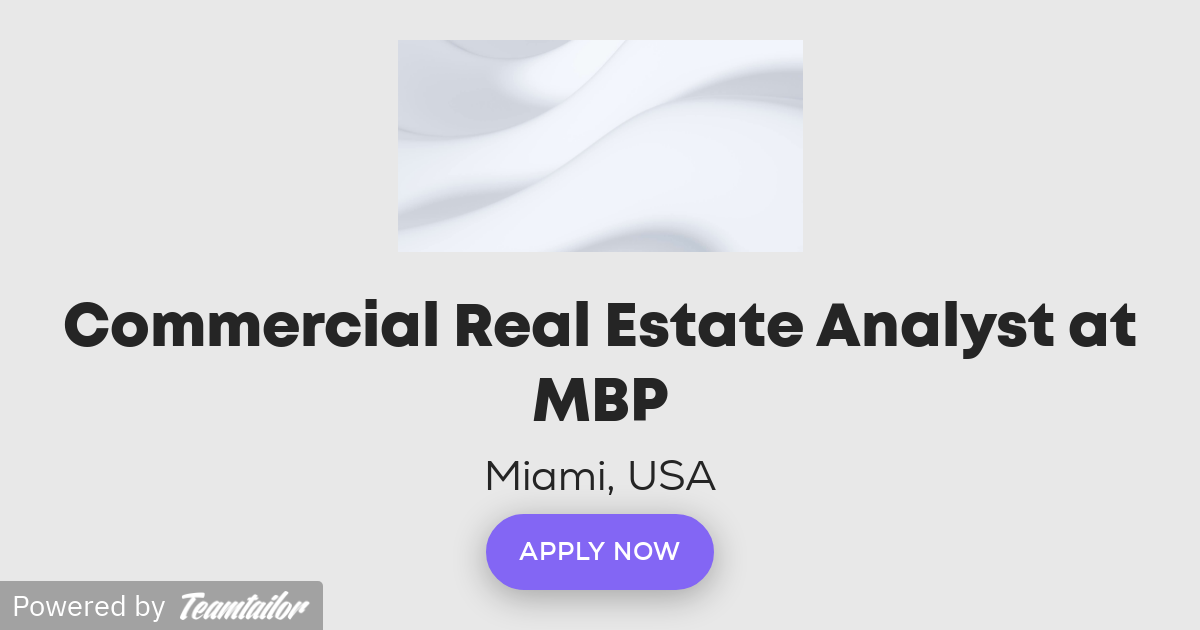 Commercial Real Estate Analyst at MBP Hire5