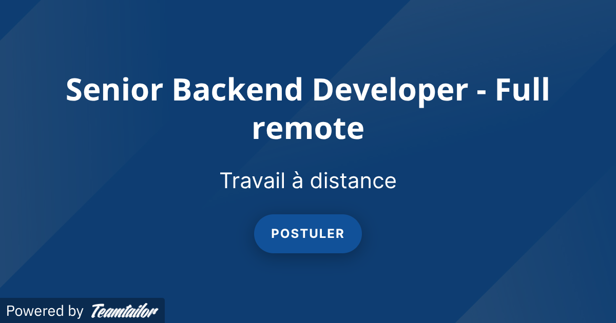 Senior Backend Developer - Full remote - Sogexia