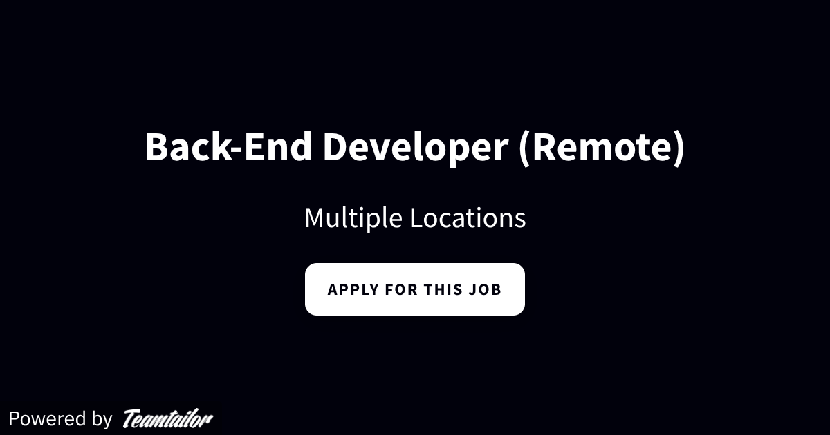 Back-End Developer (Remote) - Emperor