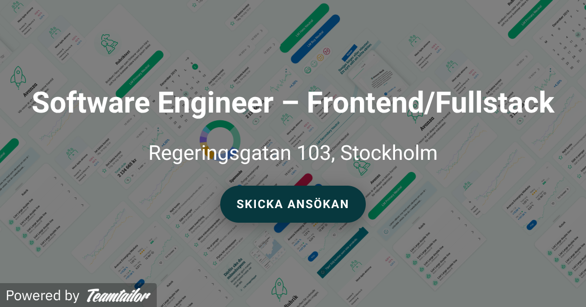 Software Engineer – Frontend/Fullstack - Avanza