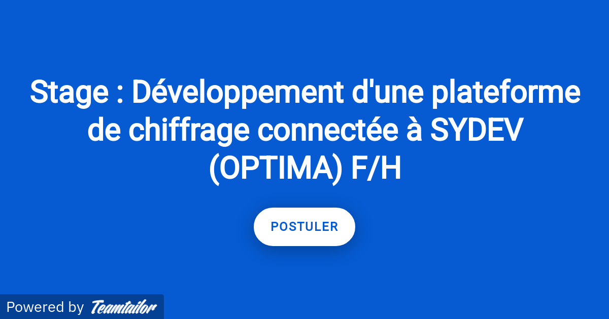 Stage : Développement d'une plateforme de chiffrage connectée à SYDEV ...