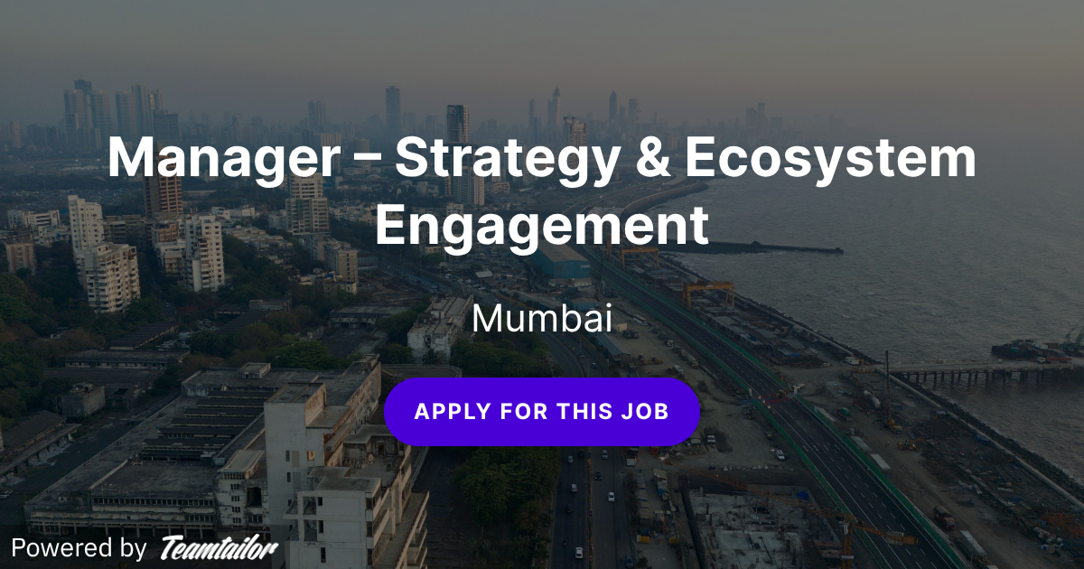 Manager – Strategy & Ecosystem Engagement - Our Common Home