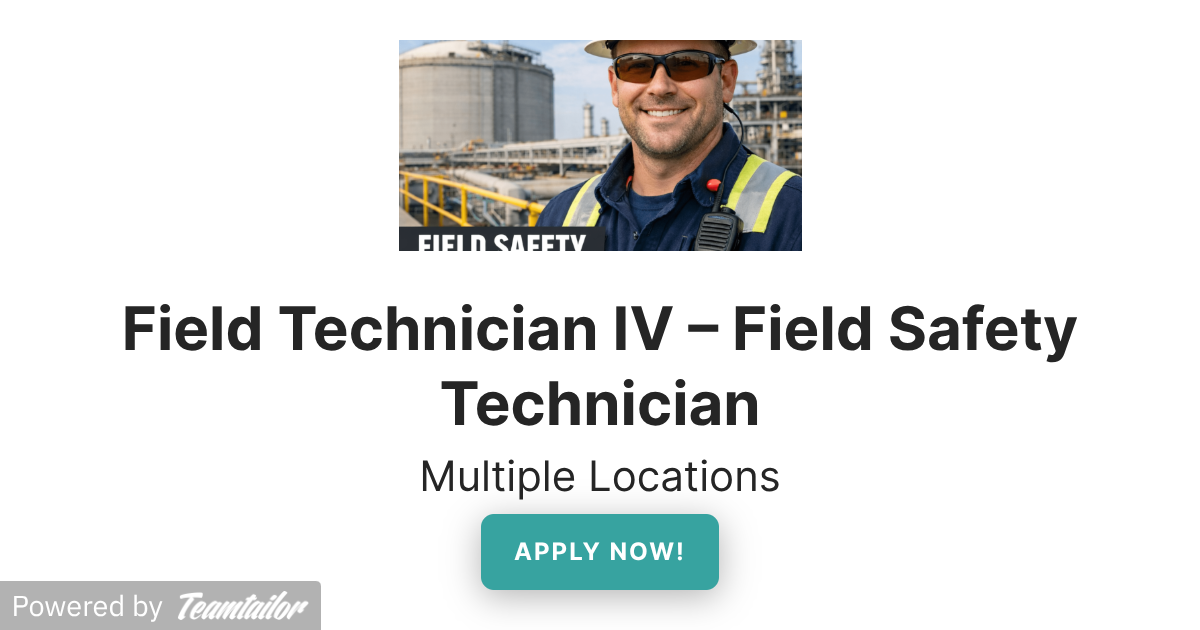 Field Technician IV – Field Safety Technician - Tarpon Specialty Services