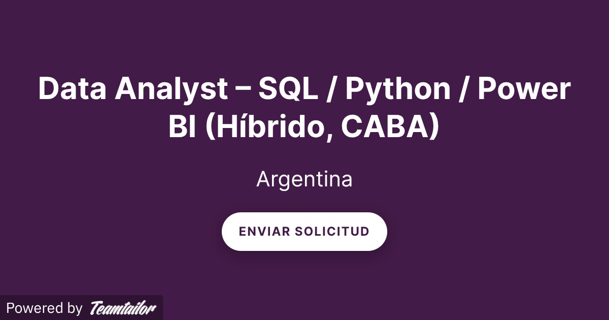 Data Analyst – SQL / Python / Power BI (Híbrido, CABA) - Talent Connect