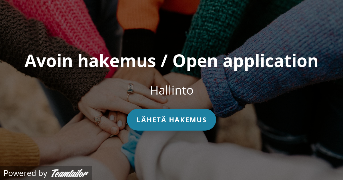 Avoin Hakemus Open Application Tampereen Sarka Oy Avoin Hakemus Open Application Tampereen Sarka Oy