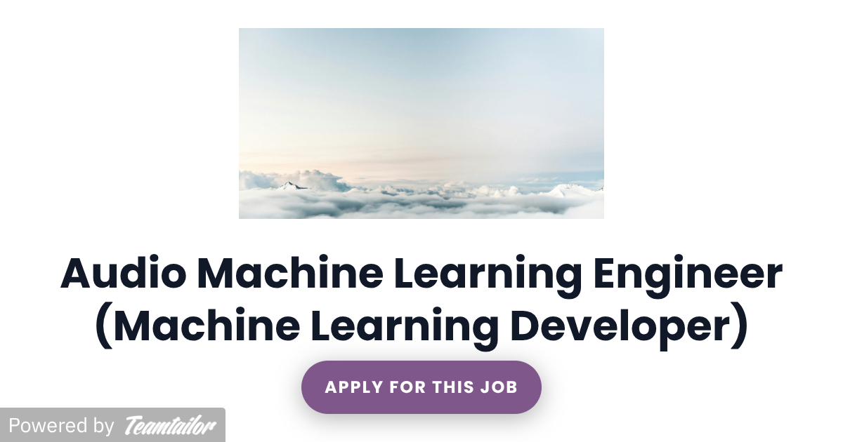 Audio Machine Learning Engineer (Machine Learning Developer) - Audimee