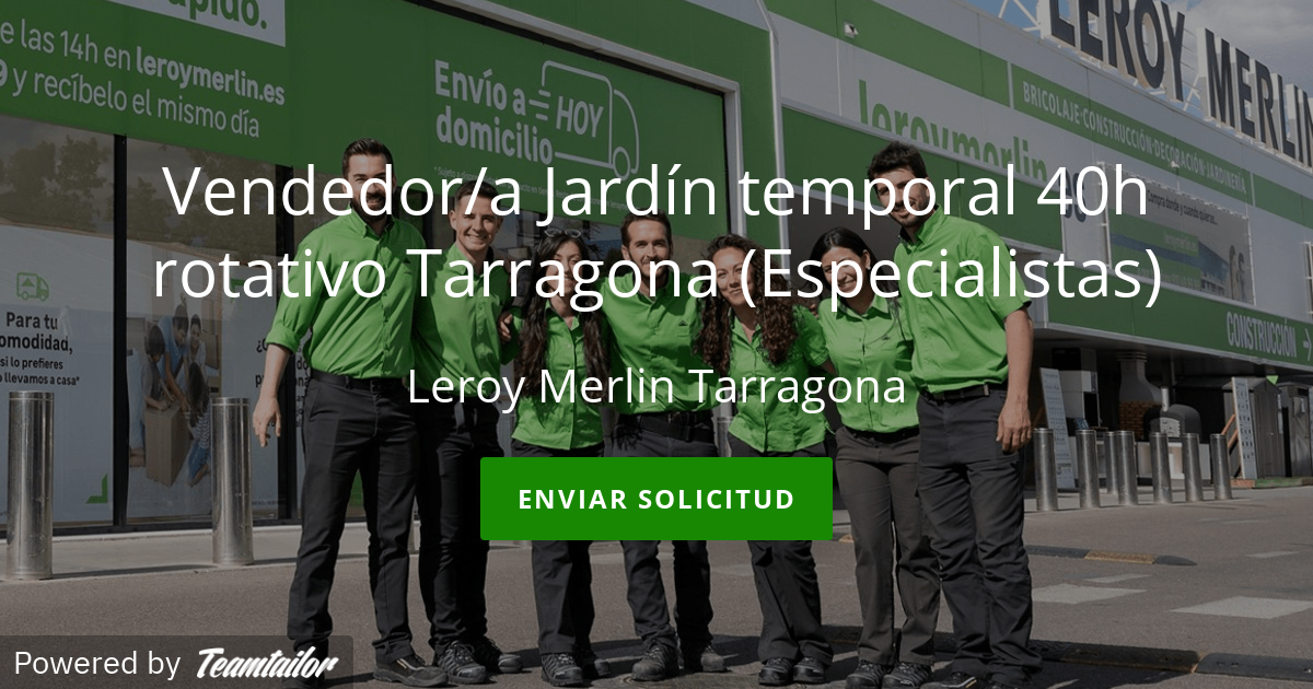Vendedor/a Jardín temporal 40h rotativo Tarragona (Especialistas